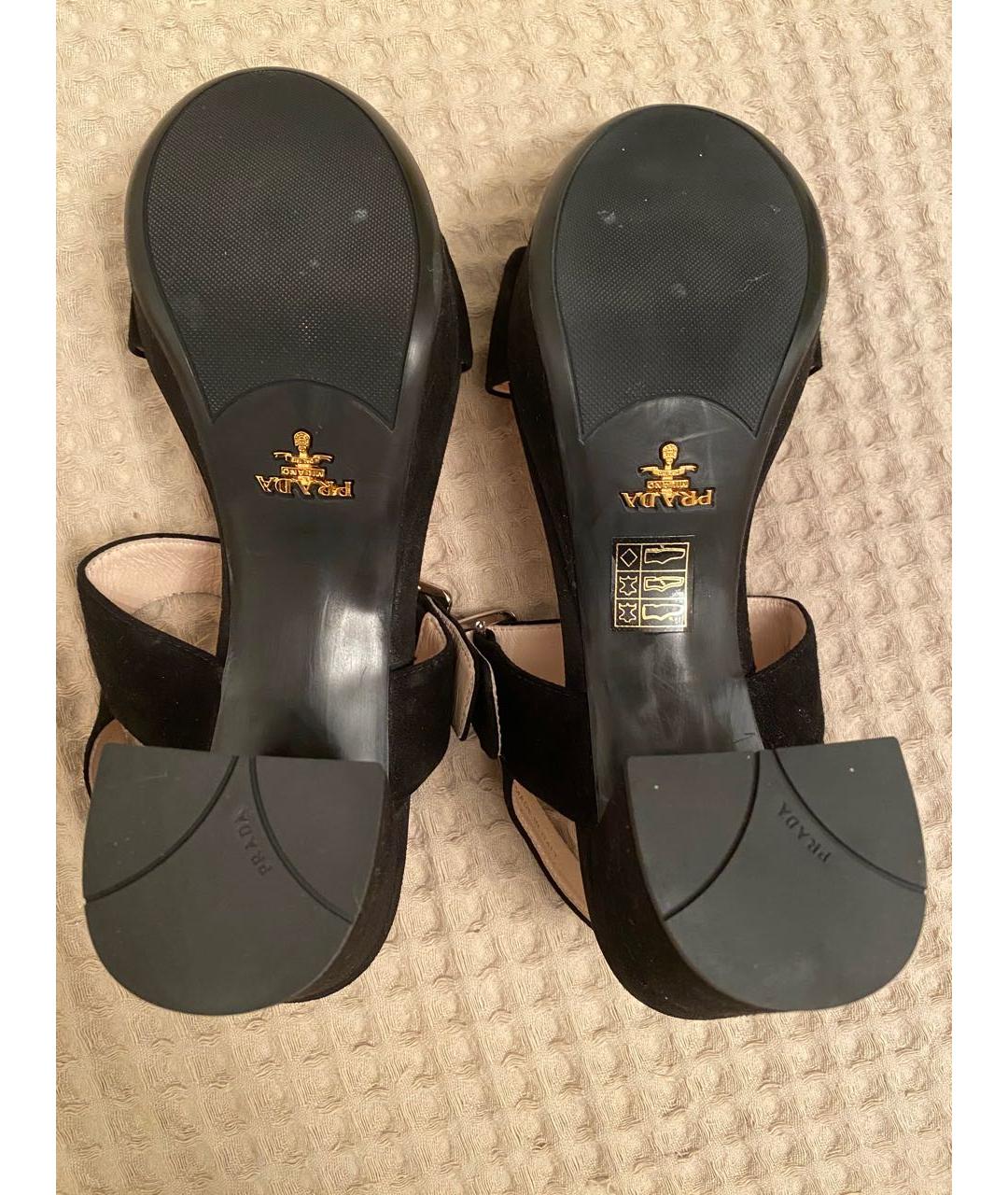 PRADA Черные замшевые босоножки, фото 3