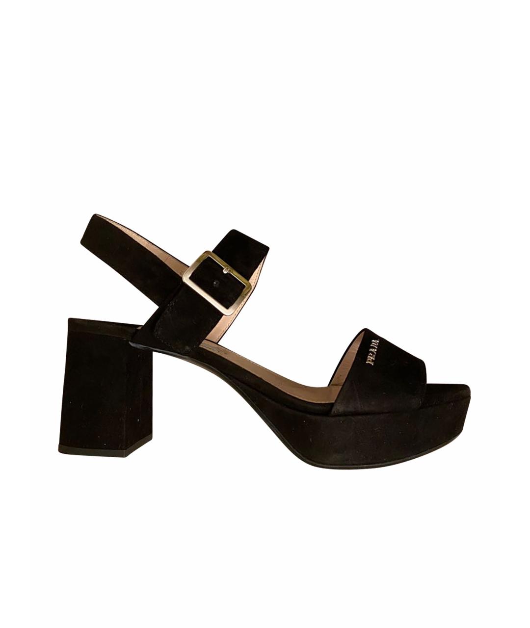 PRADA Черные замшевые босоножки, фото 1