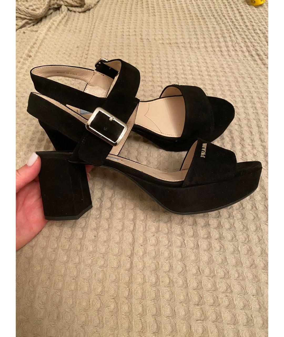 PRADA Черные замшевые босоножки, фото 2