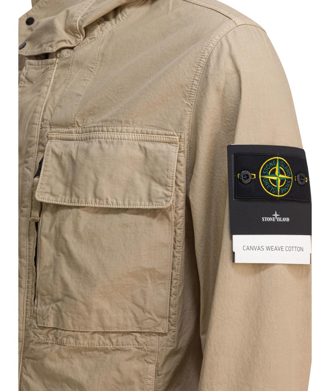 STONE ISLAND Бежевая хлопковая куртка, фото 4