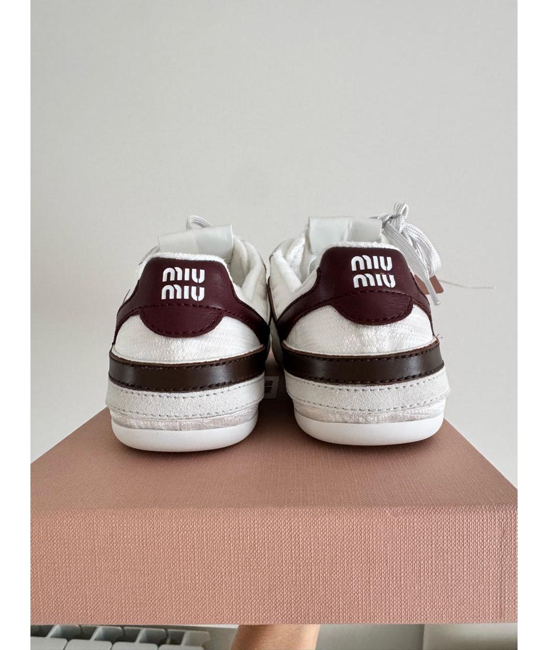 MIU MIU Белые кожаные кроссовки, фото 4