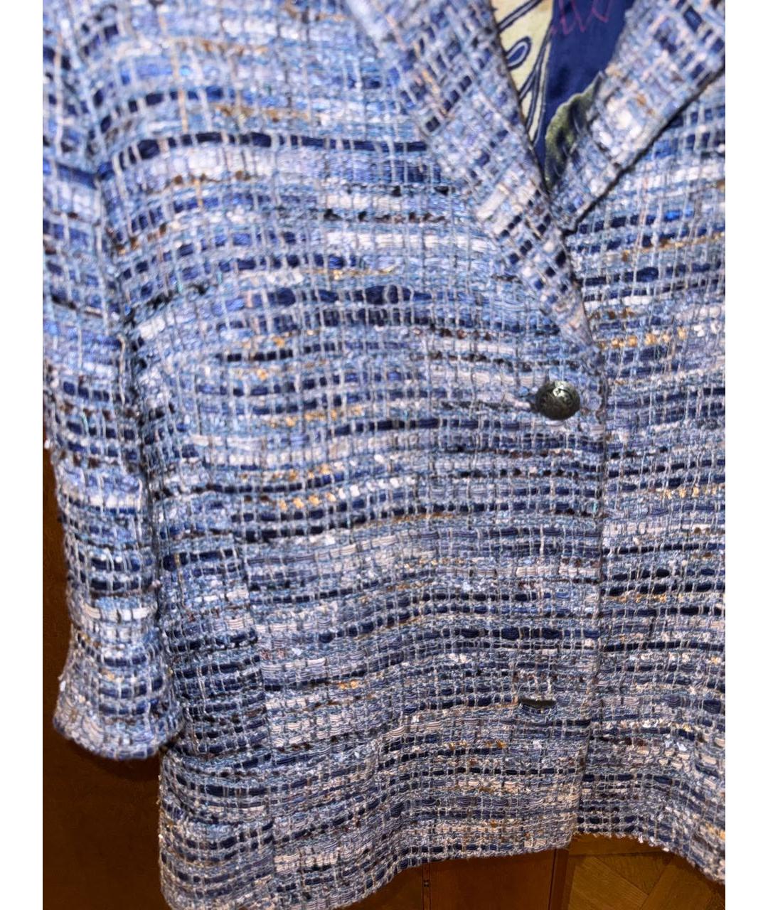 ETRO Голубой твидовый костюм с юбками, фото 4