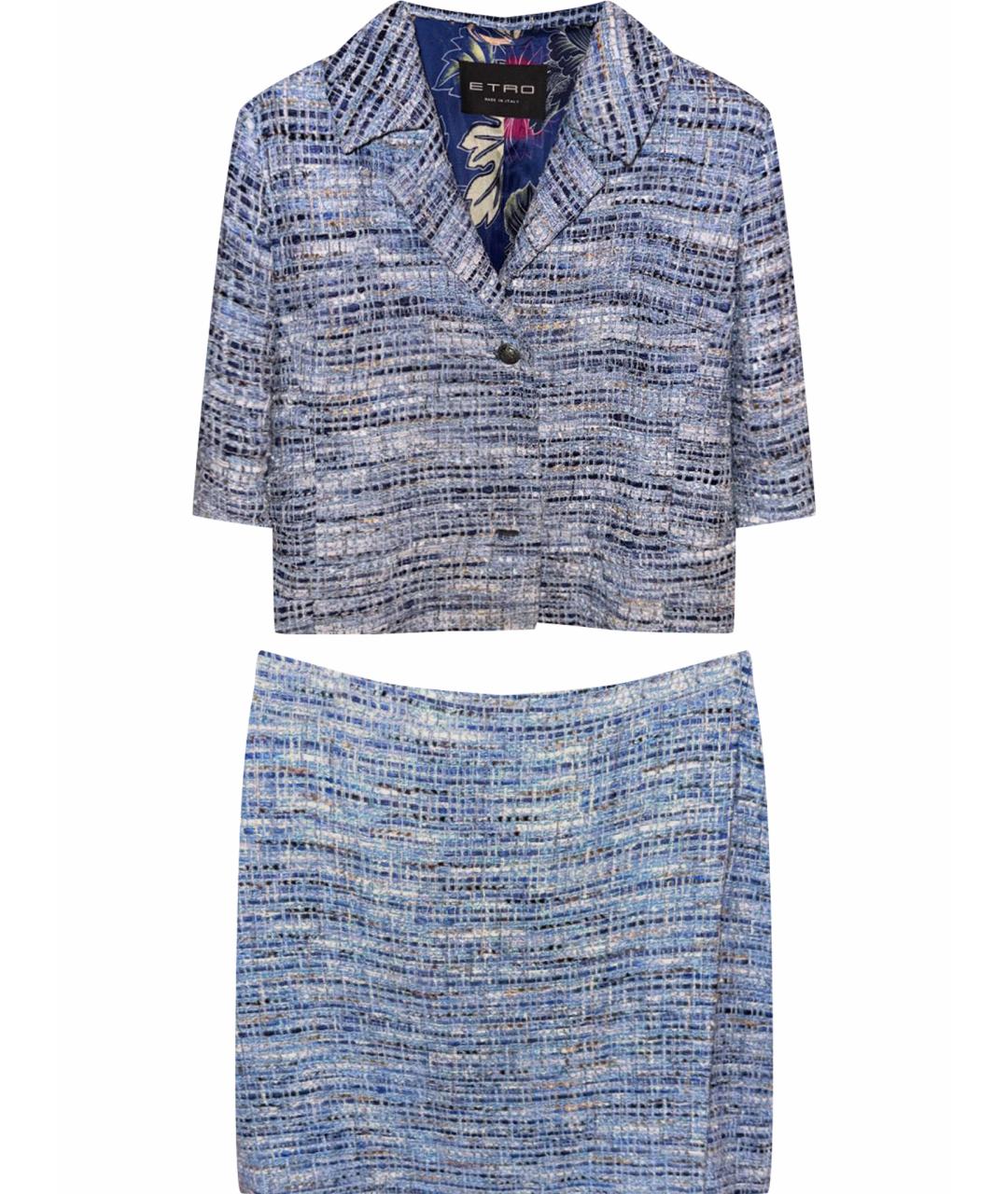ETRO Голубой твидовый костюм с юбками, фото 1