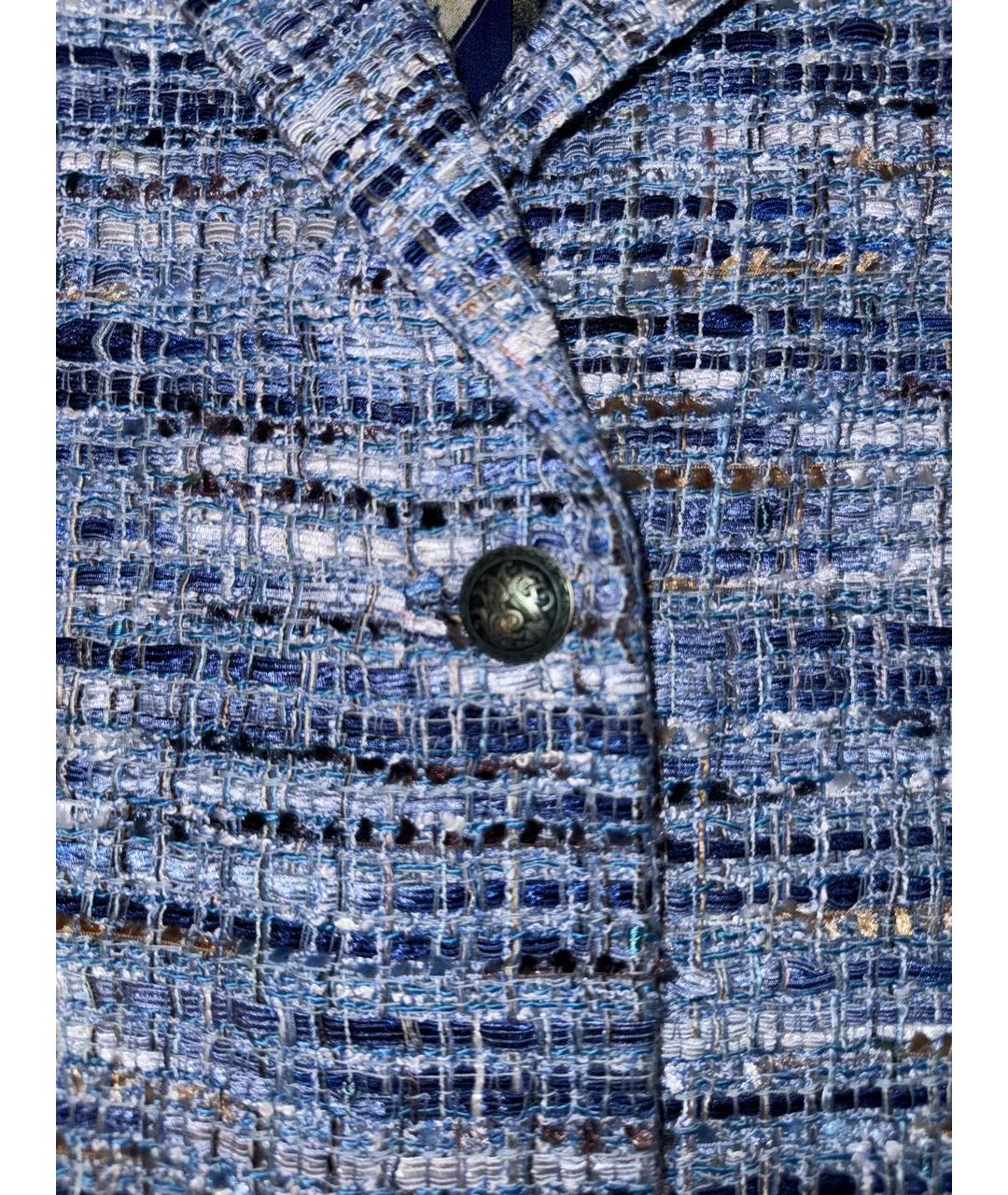 ETRO Голубой твидовый костюм с юбками, фото 5