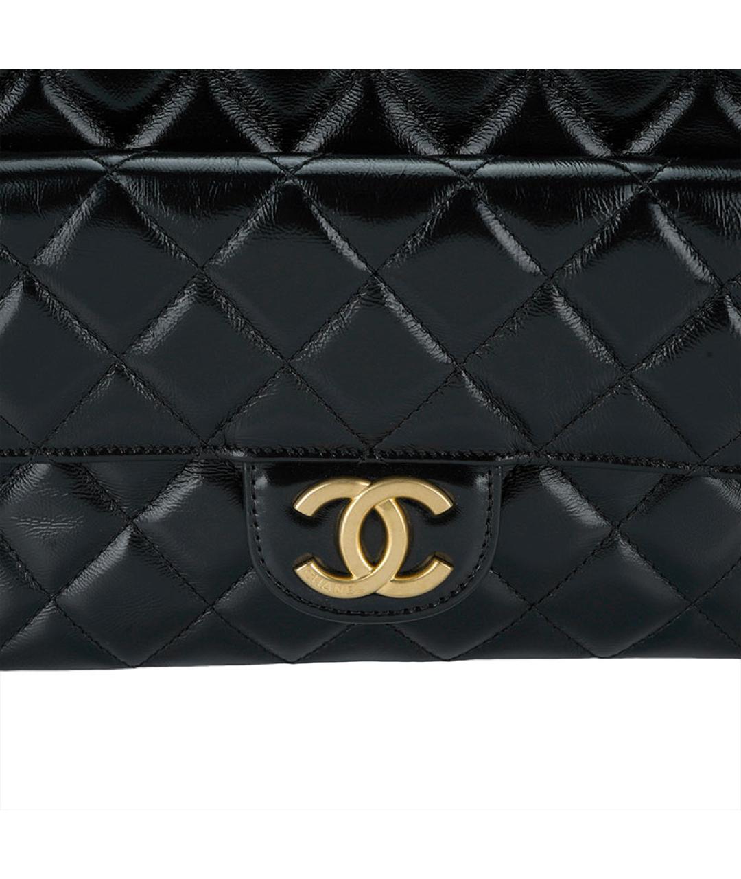 CHANEL Черная кожаная сумка с короткими ручками, фото 5