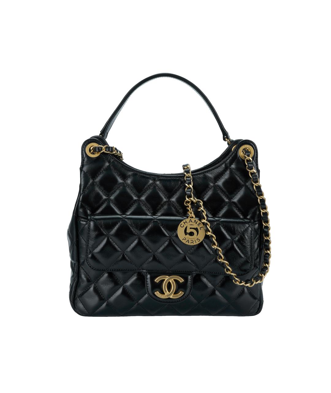 CHANEL Черная кожаная сумка с короткими ручками, фото 1