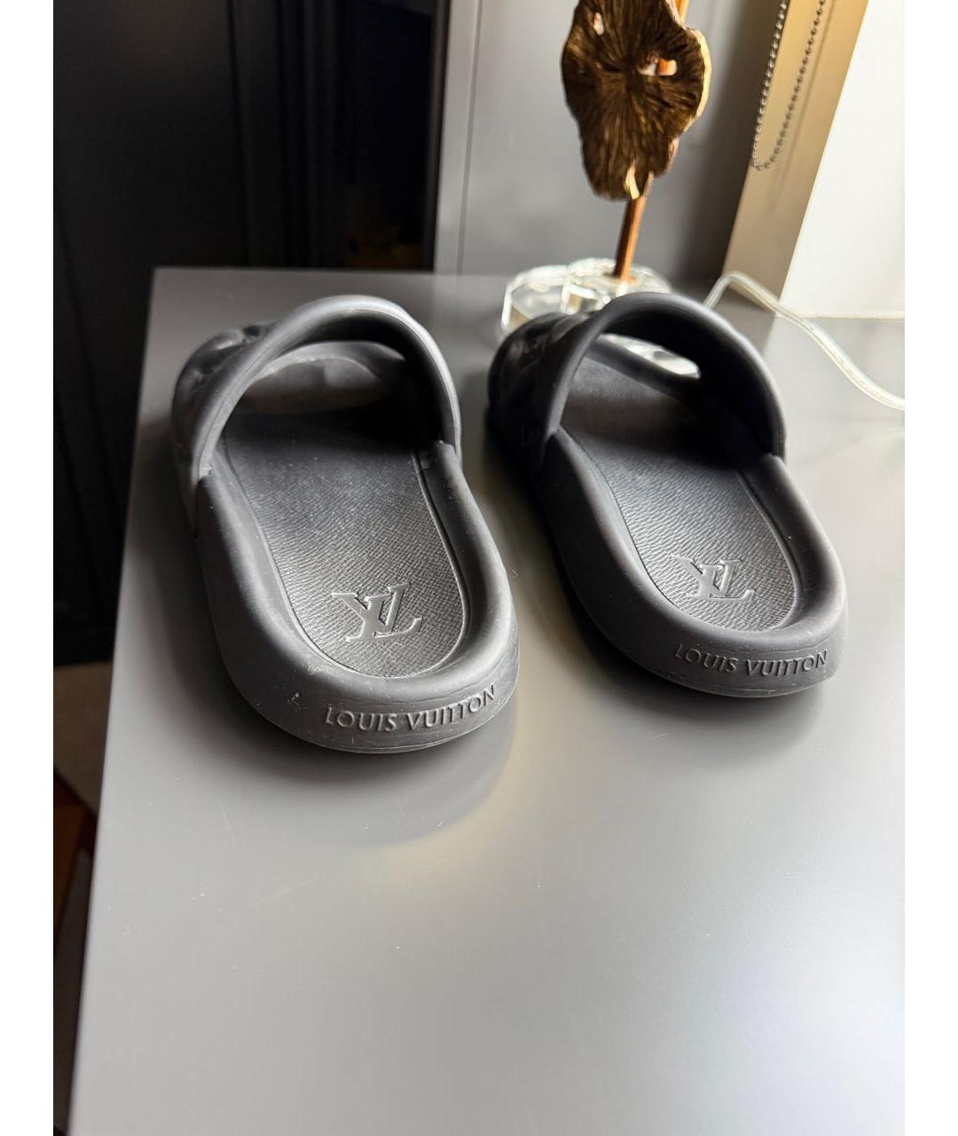 LOUIS VUITTON Черные резиновые шлепанцы, фото 4