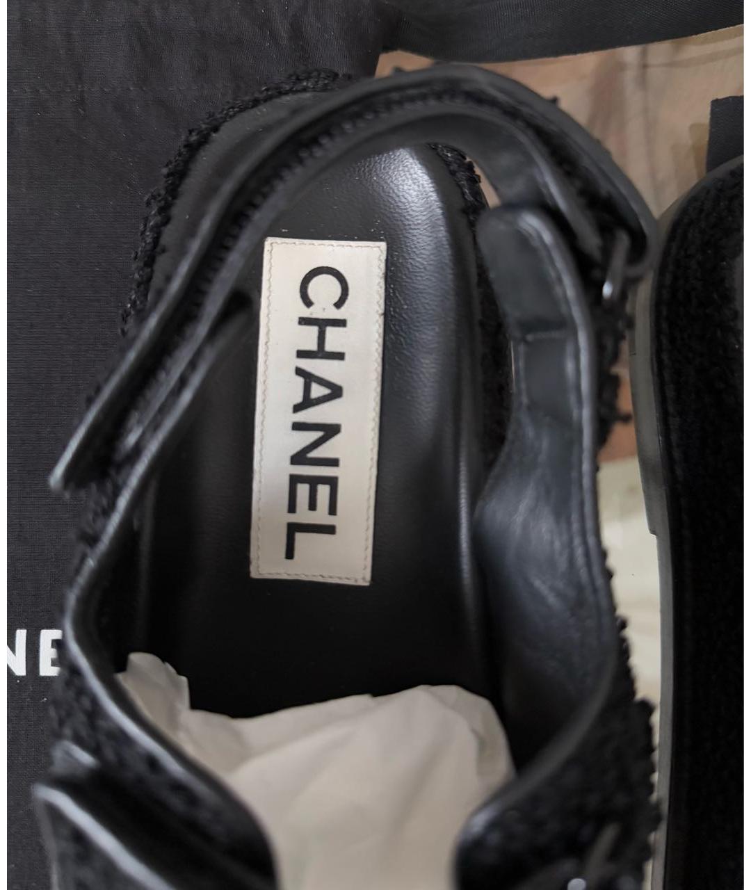 CHANEL Черные текстильные сандалии, фото 4