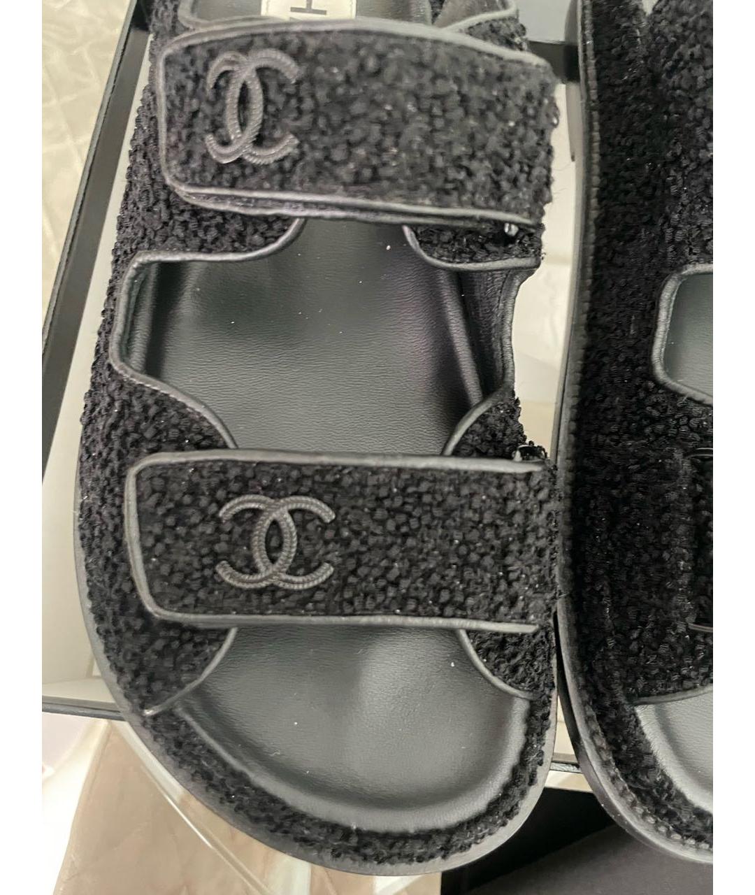 CHANEL Черные текстильные сандалии, фото 3