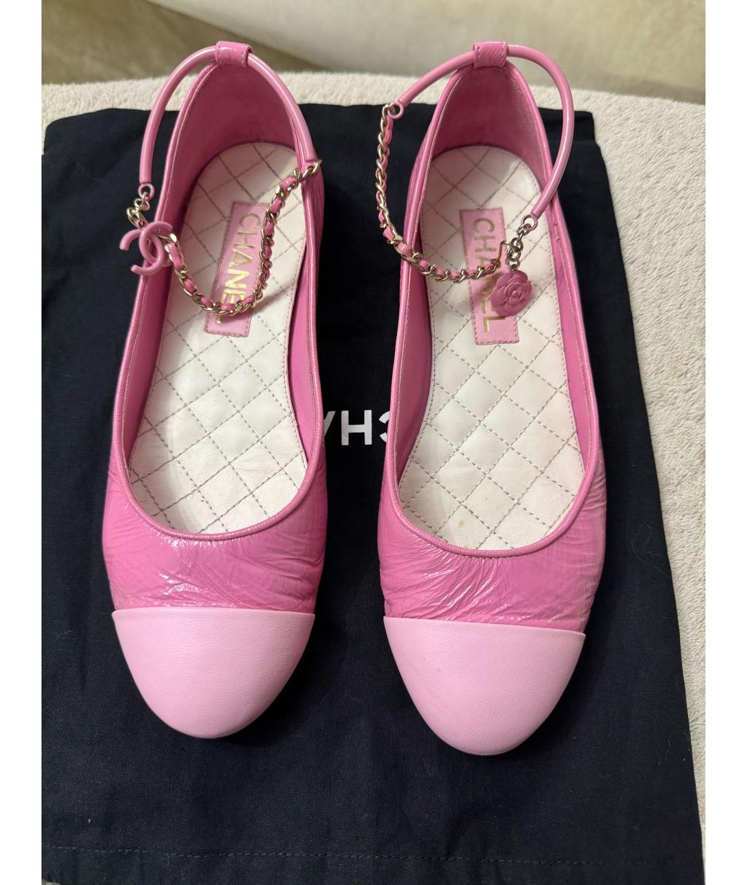 CHANEL Розовые кожаные балетки, фото 2
