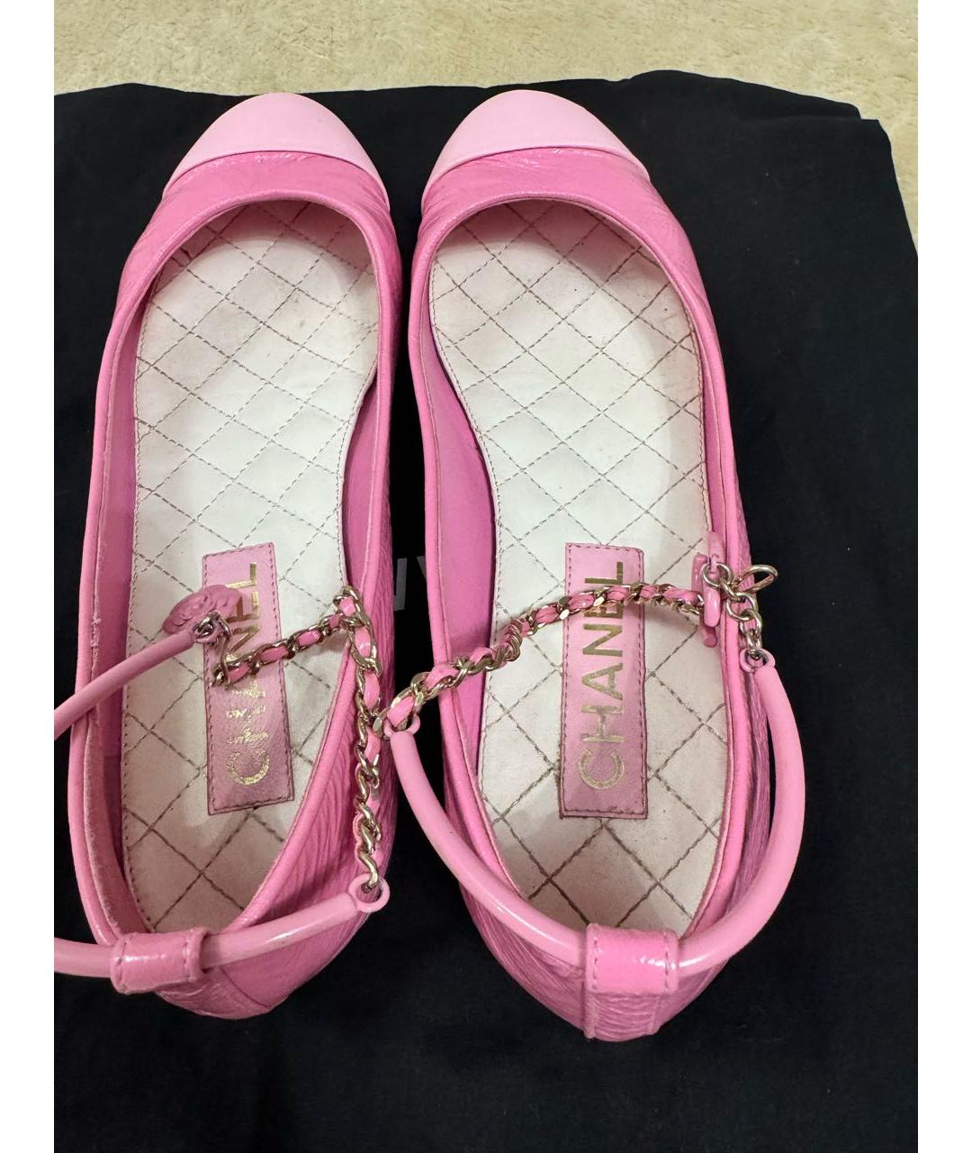 CHANEL Розовые кожаные балетки, фото 3