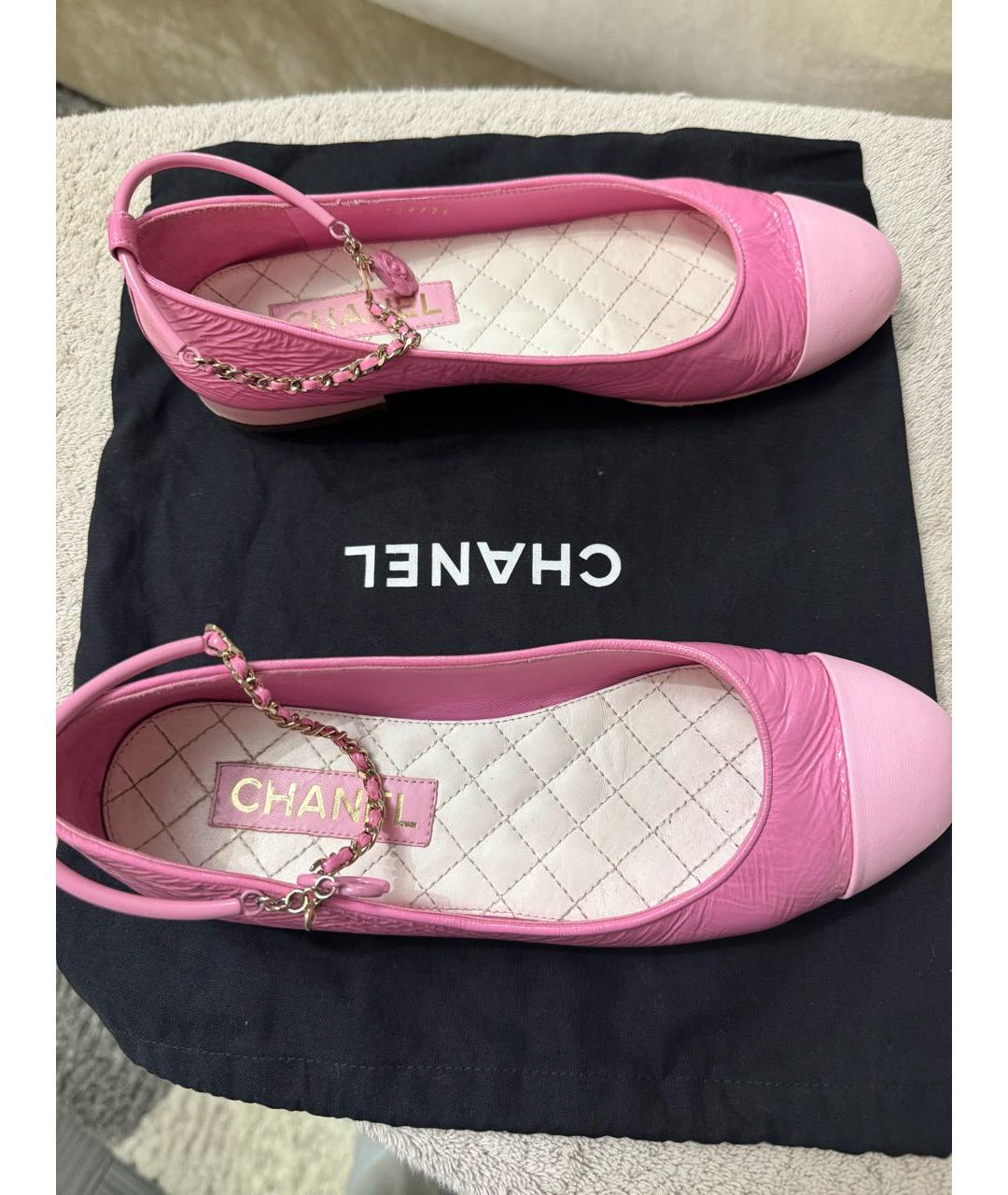 CHANEL Розовые кожаные балетки, фото 9