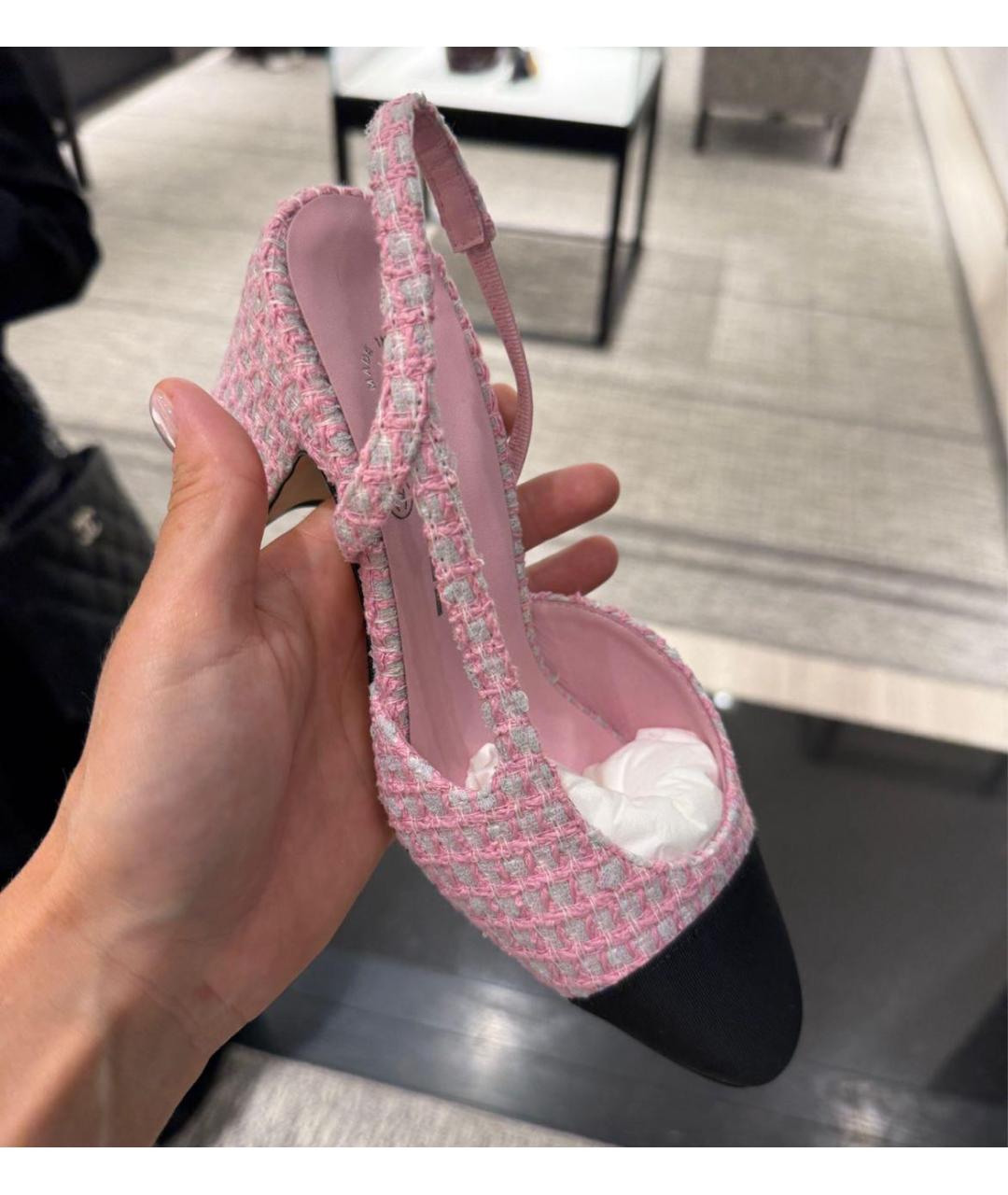 CHANEL Розовые текстильные туфли, фото 3
