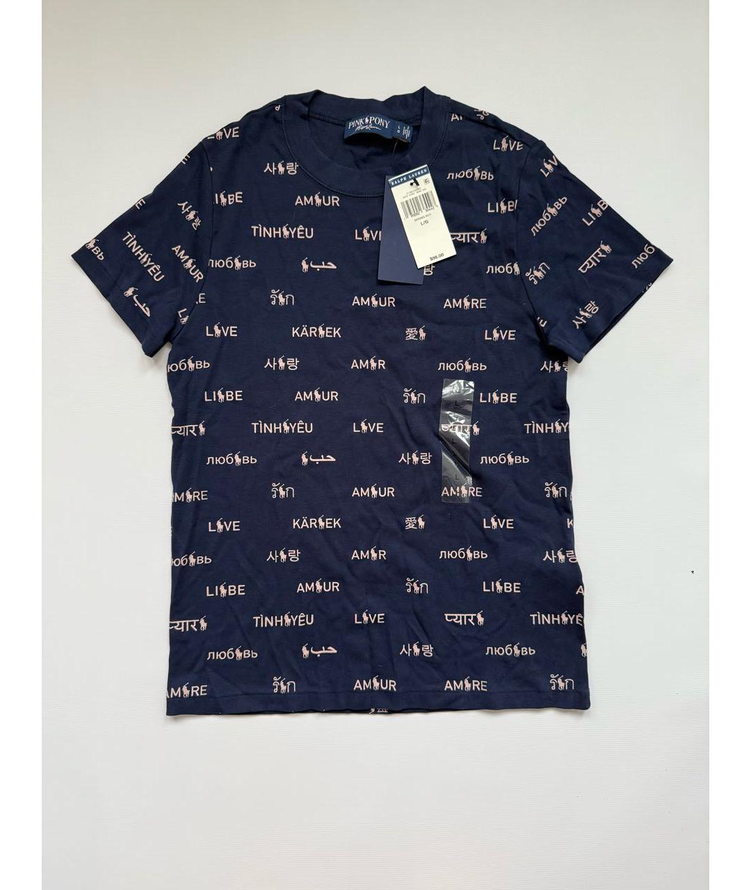 RALPH LAUREN Темно-синяя хлопковая футболка, фото 2