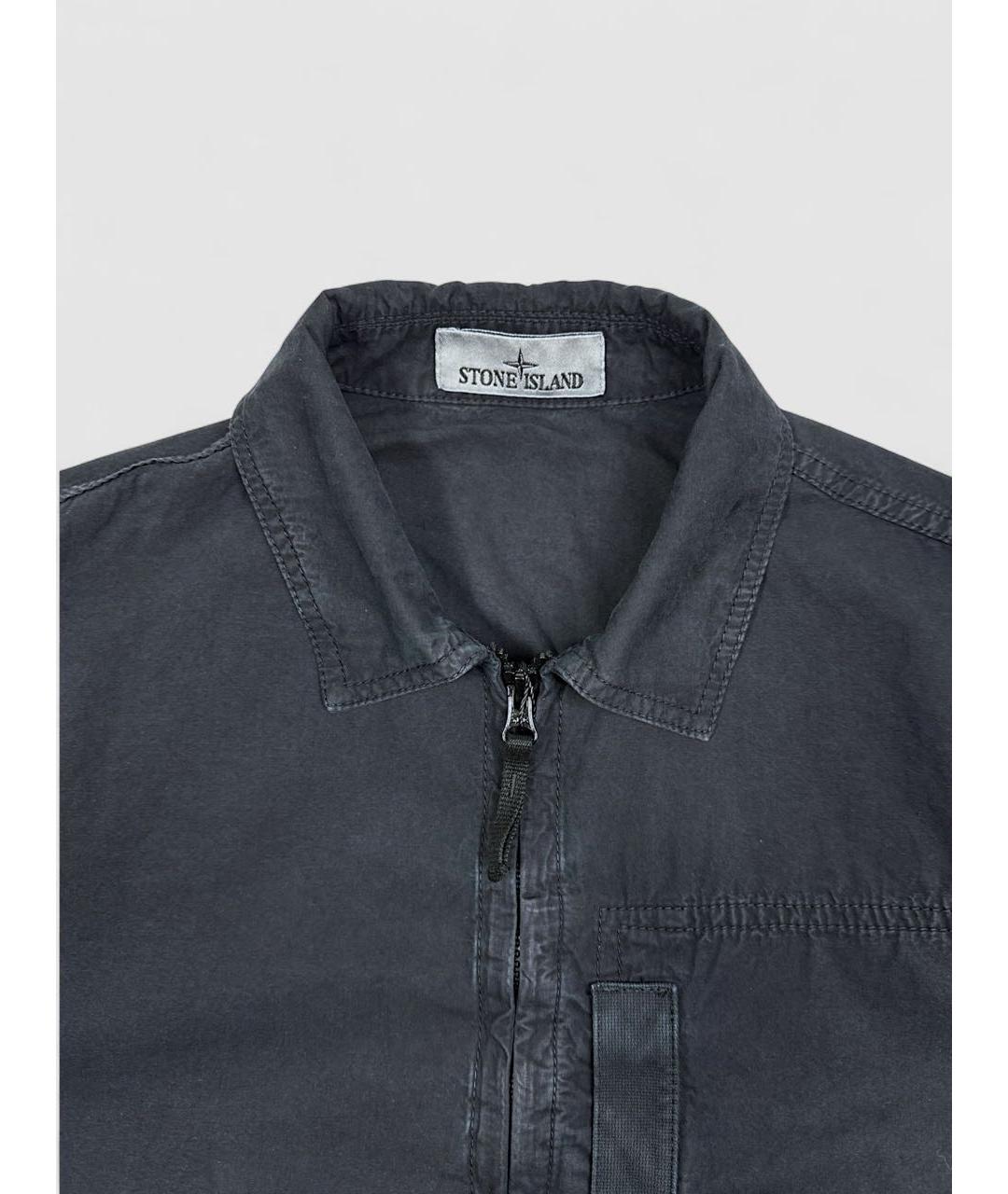 STONE ISLAND Темно-синяя хлопковая куртка, фото 2