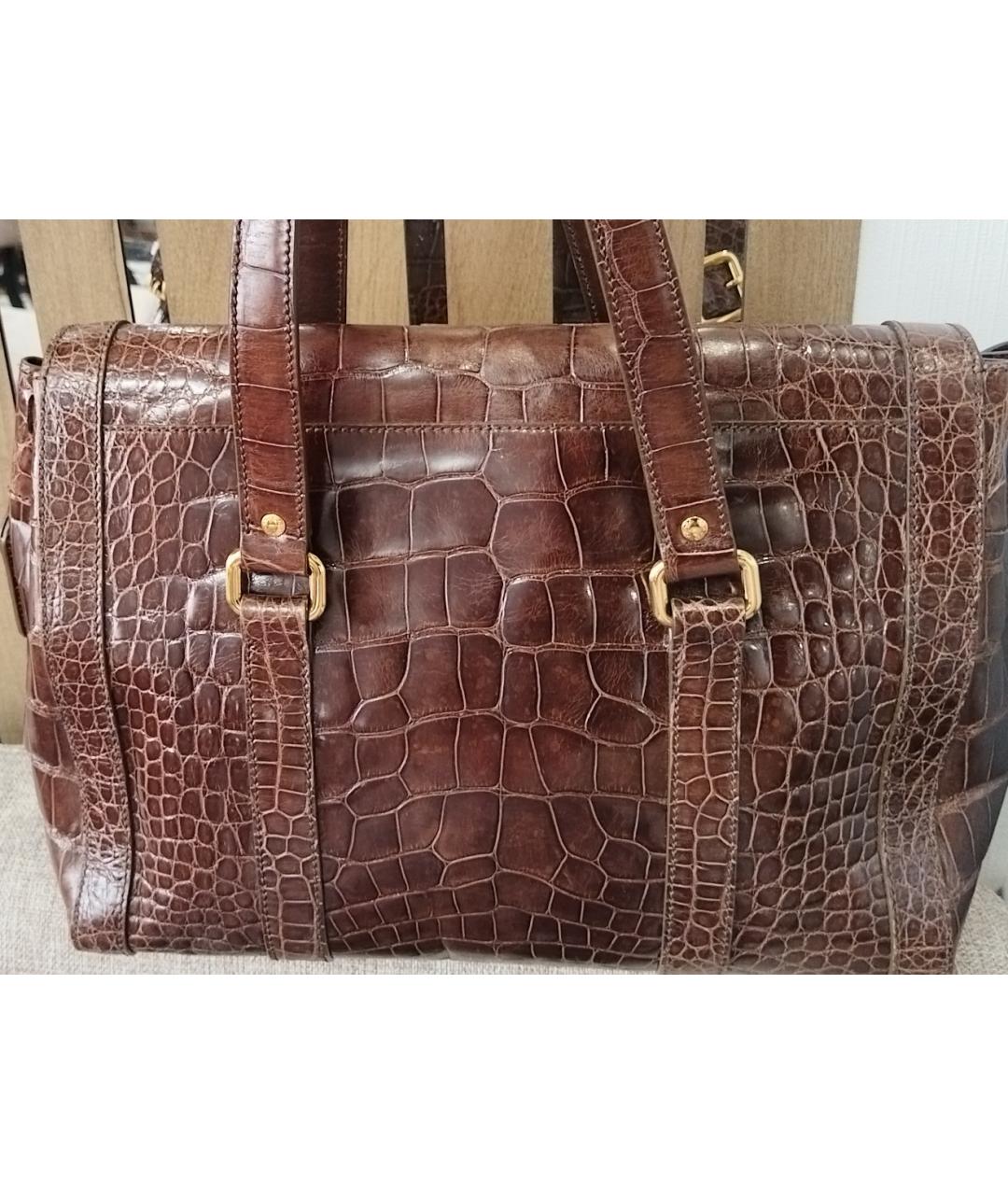 PRADA Коричневая сумка с короткими ручками из экзотической кожи, фото 3