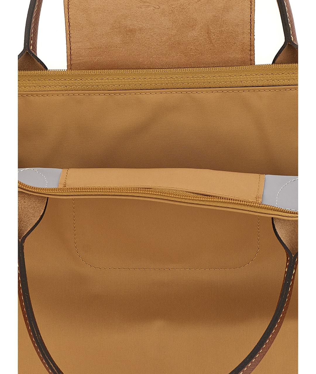 LONGCHAMP Бежевая синтетическая сумка с короткими ручками, фото 4