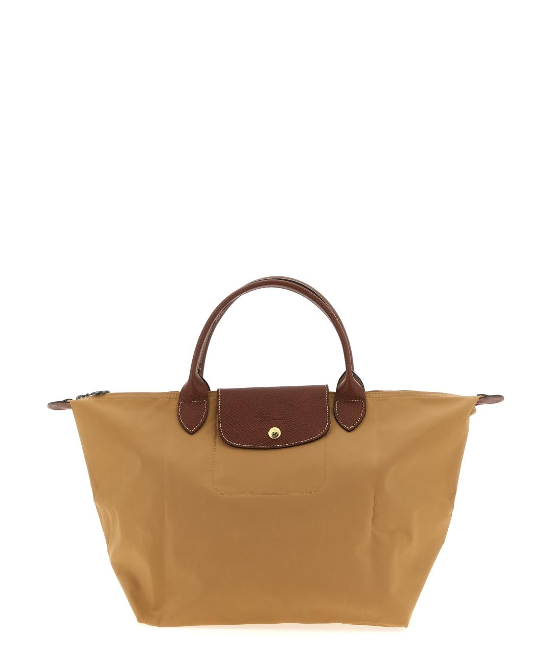 LONGCHAMP Бежевая синтетическая сумка с короткими ручками, фото 1