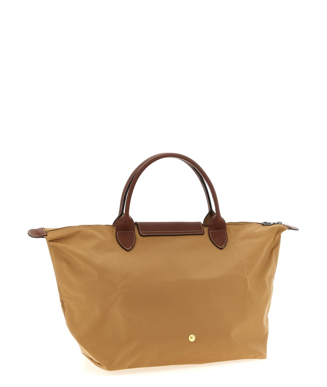 LONGCHAMP Бежевая синтетическая сумка с короткими ручками, фото 2