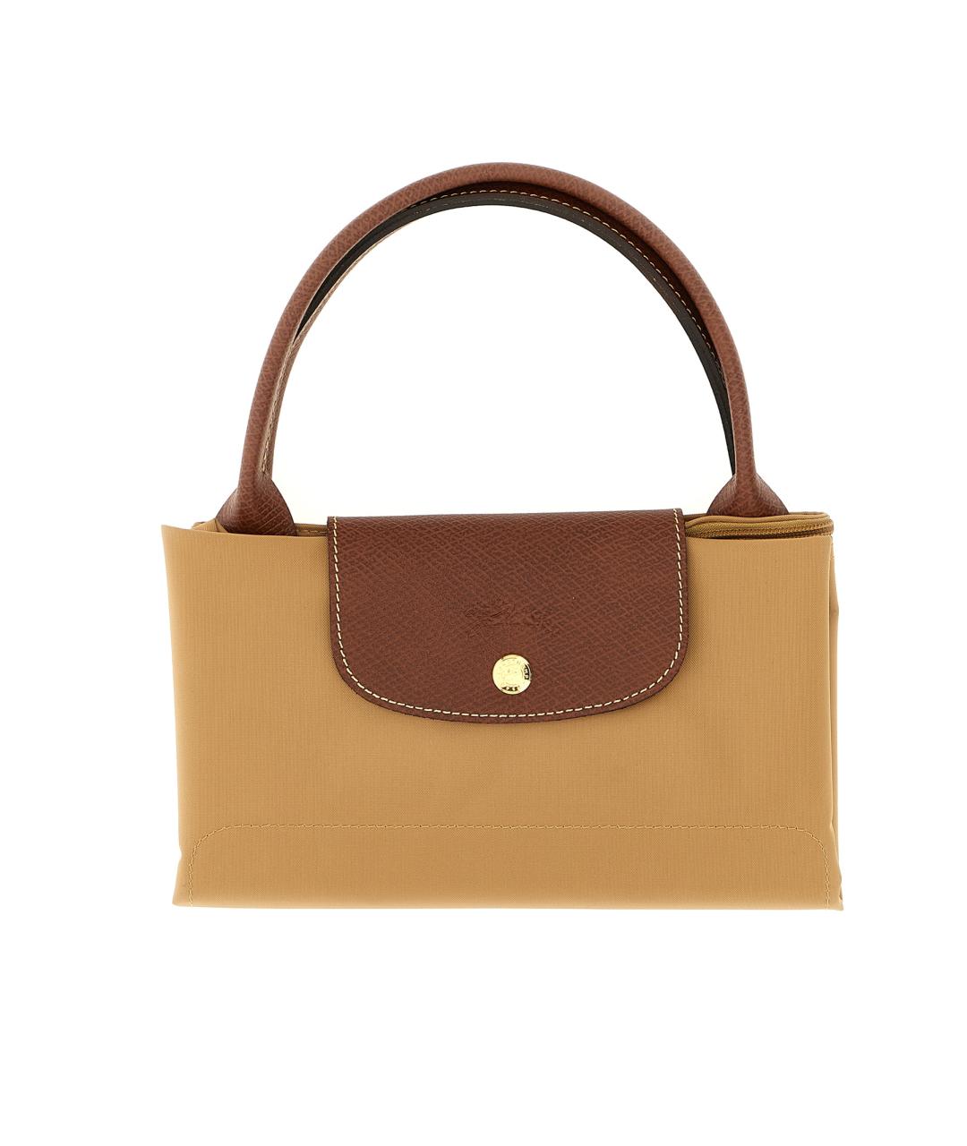 LONGCHAMP Бежевая синтетическая сумка с короткими ручками, фото 3