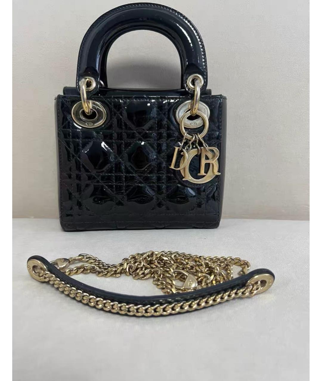 CHRISTIAN DIOR Черная сумка с короткими ручками из лакированной кожи, фото 9