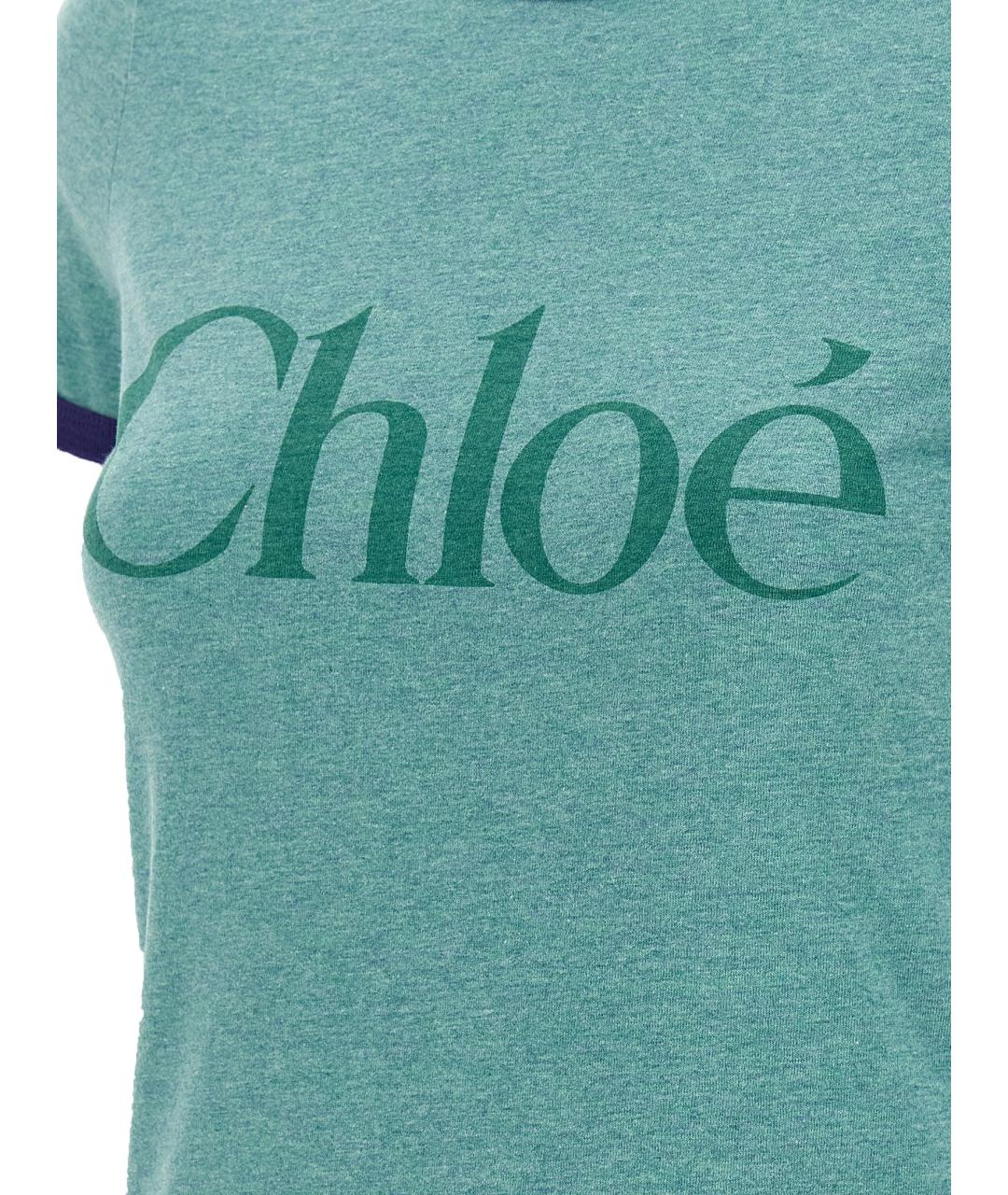 CHLOE Бирюзовая хлопковая футболка, фото 4