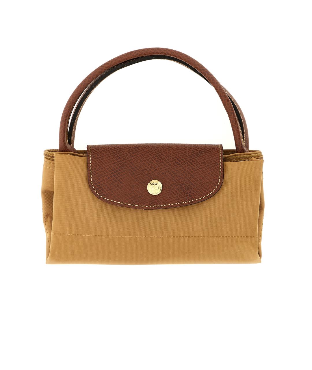 LONGCHAMP Бежевая синтетическая сумка с короткими ручками, фото 3