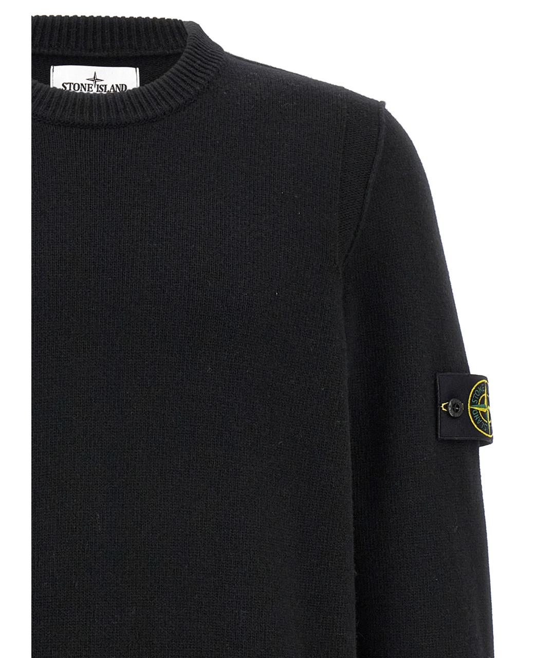 STONE ISLAND Черный шерстяной джемпер / свитер, фото 3