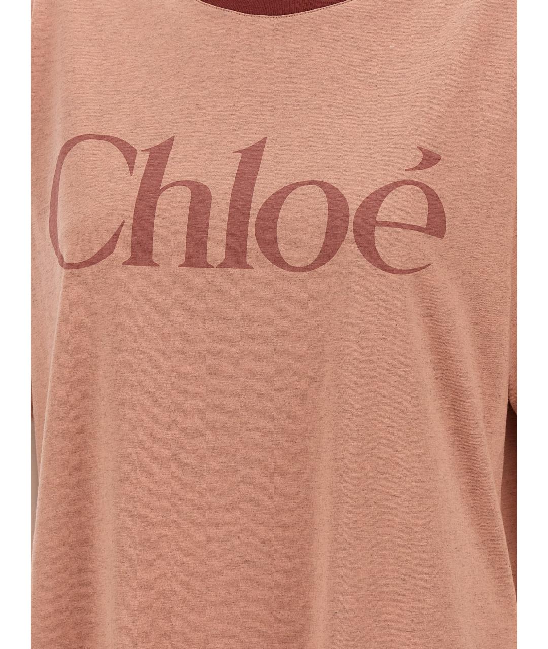 CHLOE Розовая хлопковая футболка, фото 4