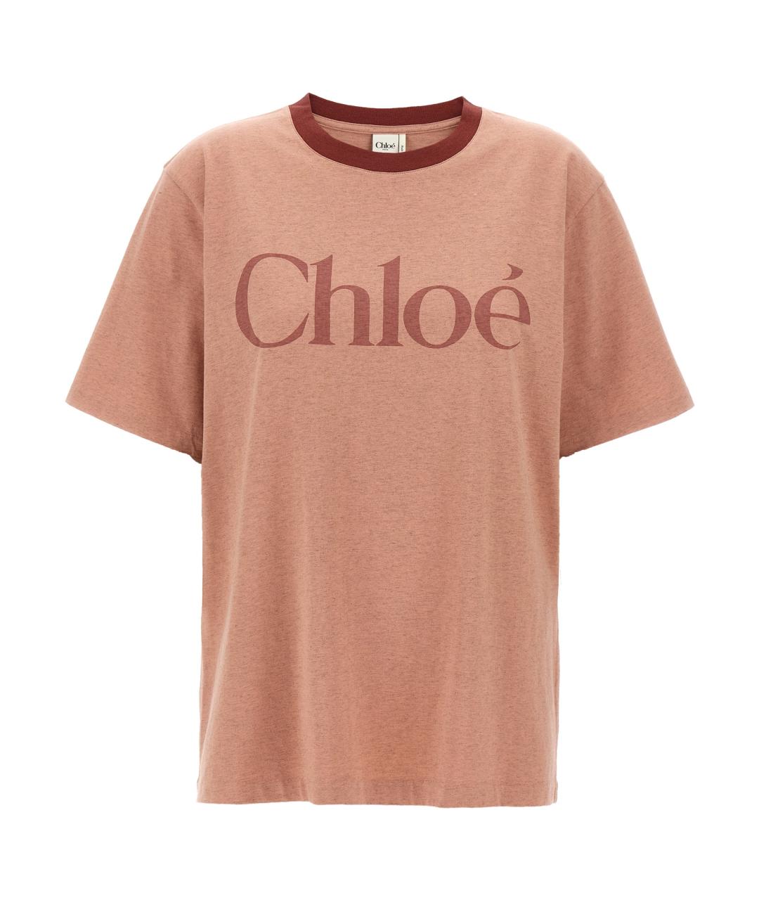 CHLOE Розовая хлопковая футболка, фото 1