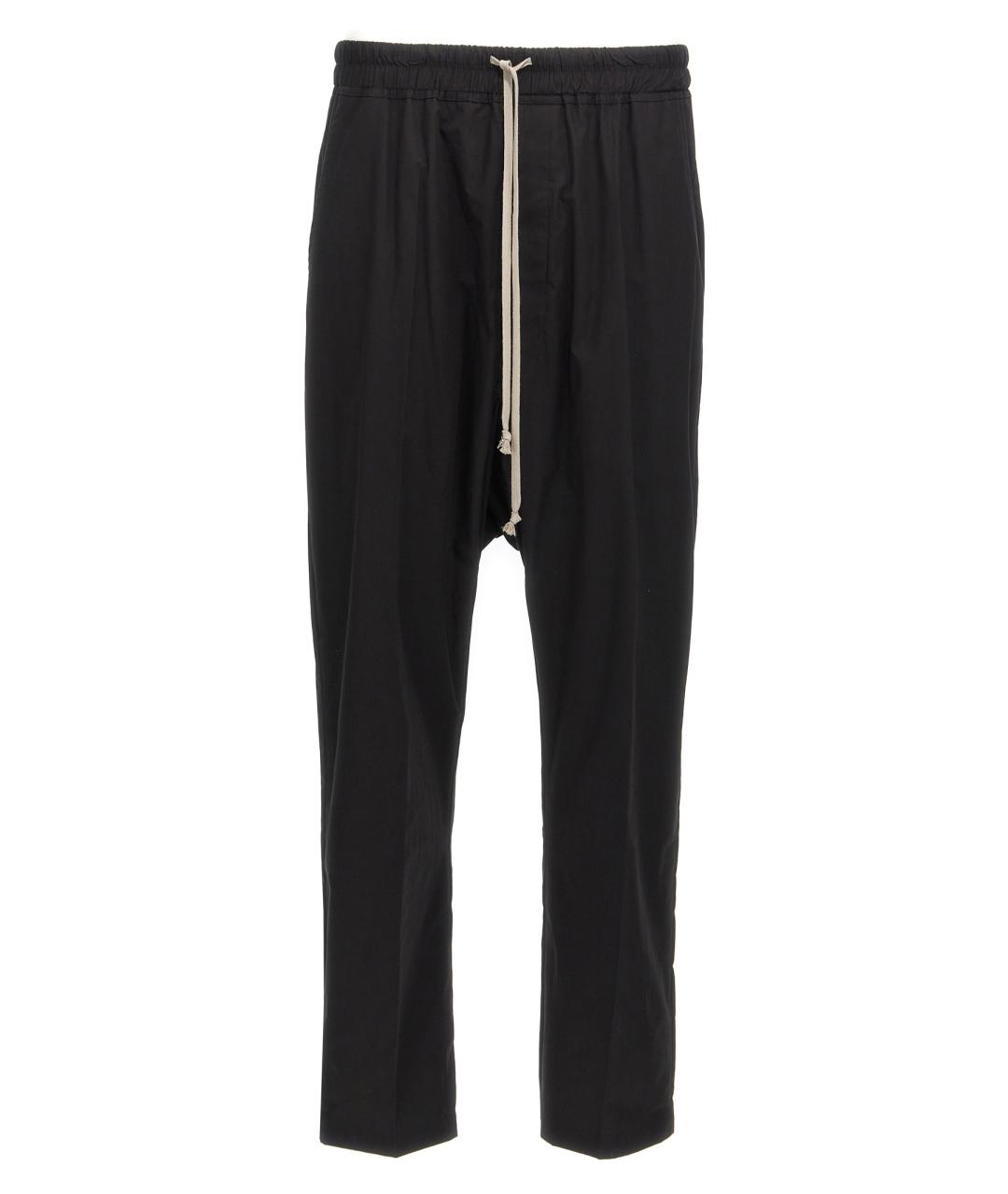 RICK OWENS Черные хлопковые повседневные брюки, фото 1