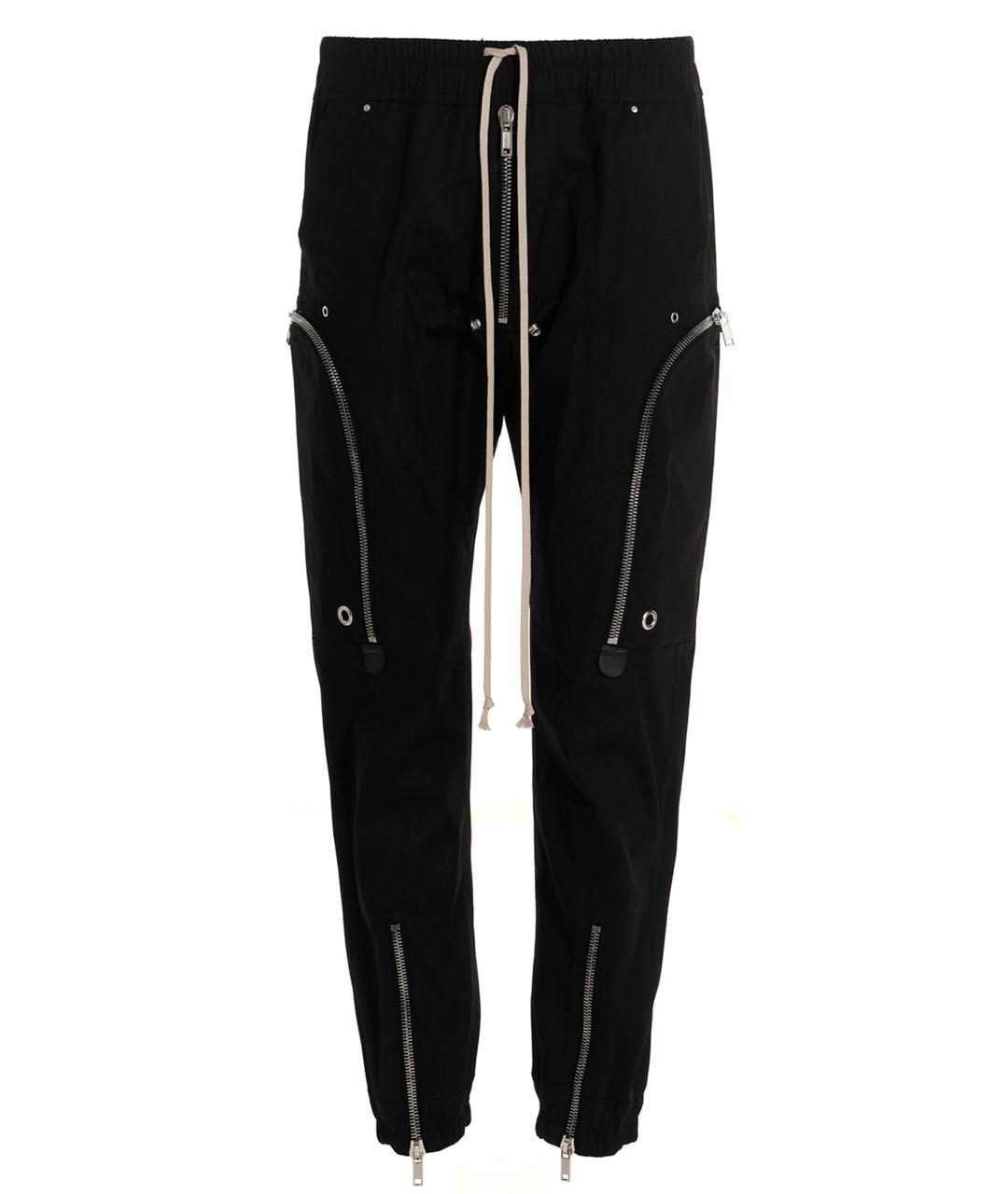 RICK OWENS Черные хлопковые повседневные брюки, фото 1
