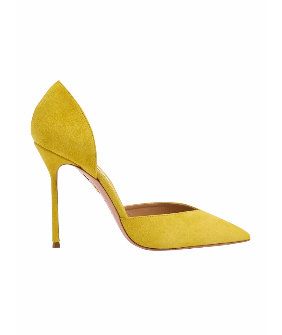 AQUAZZURA Горчичные замшевые туфли, фото 1