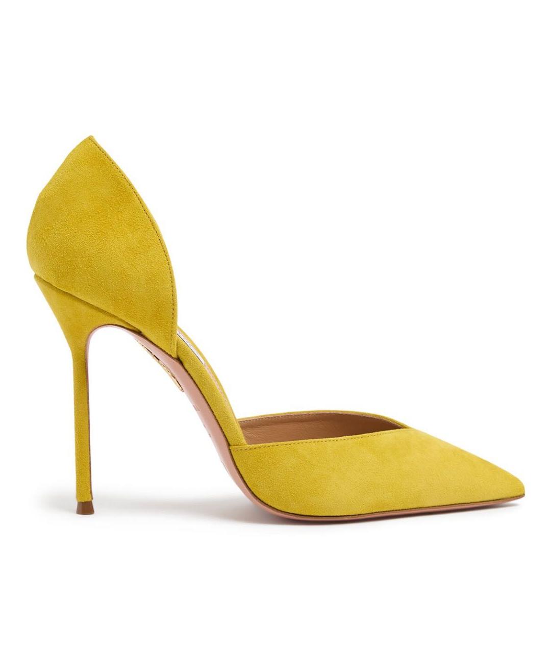 AQUAZZURA Горчичные замшевые туфли, фото 9