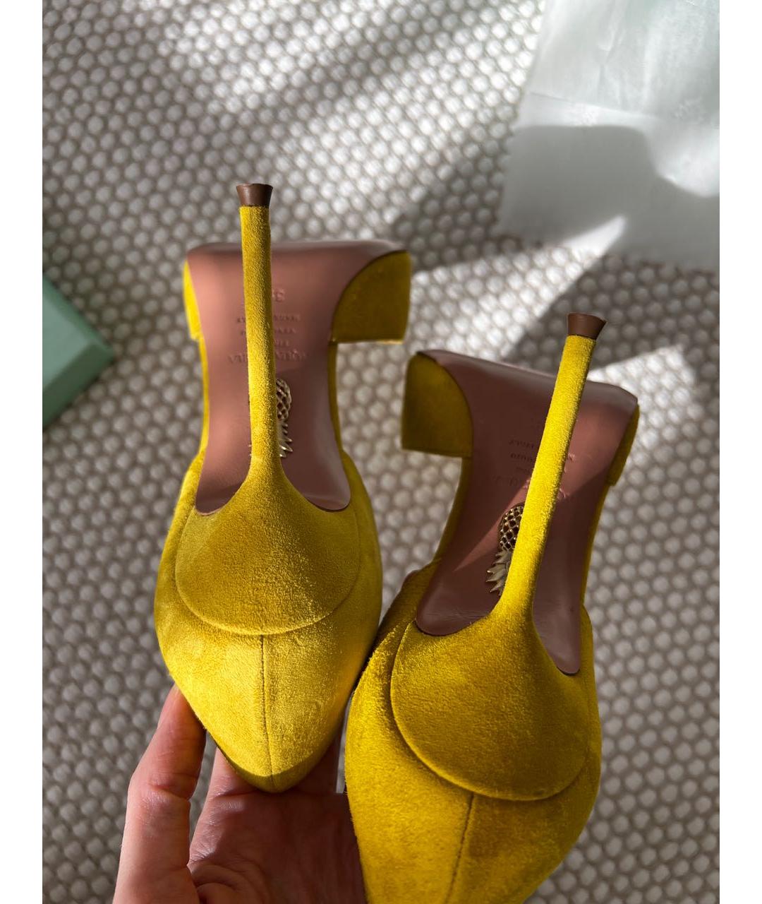 AQUAZZURA Горчичные замшевые туфли, фото 4