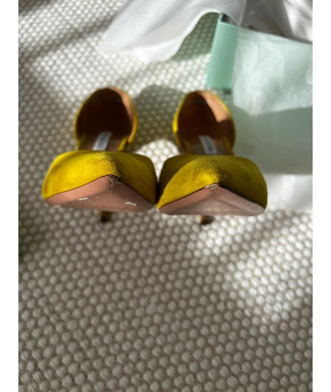AQUAZZURA Горчичные замшевые туфли, фото 6