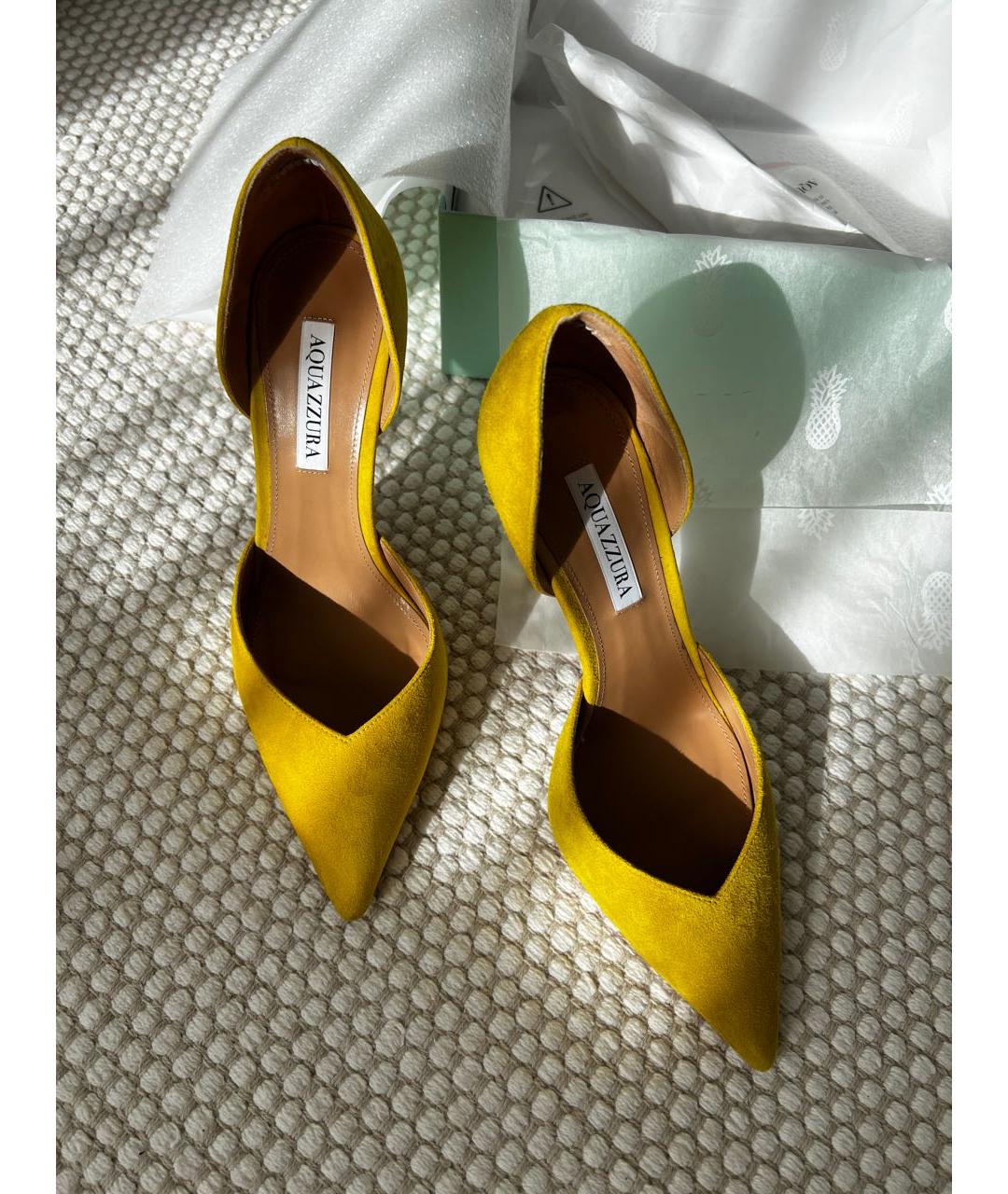 AQUAZZURA Горчичные замшевые туфли, фото 3