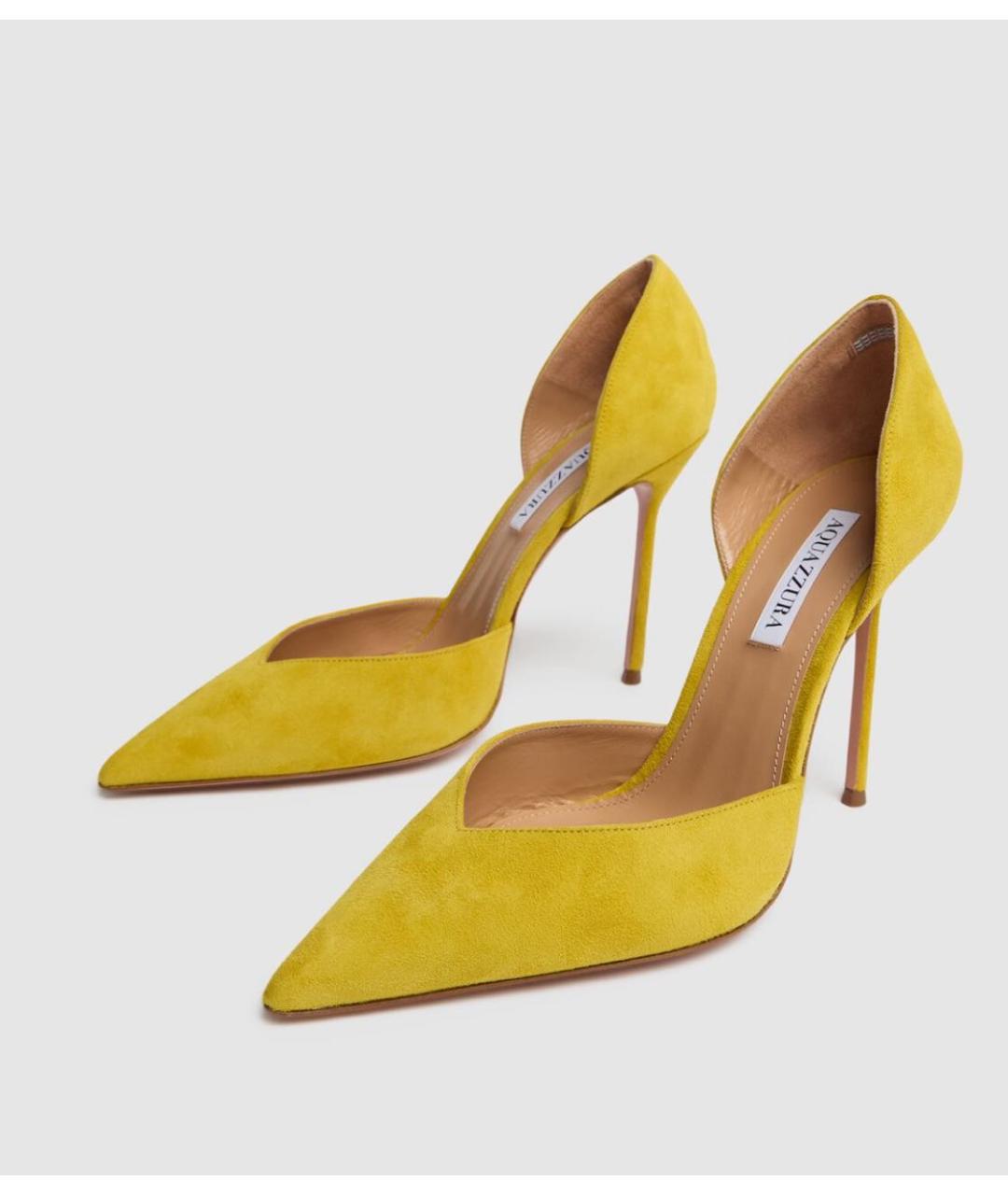 AQUAZZURA Горчичные замшевые туфли, фото 2