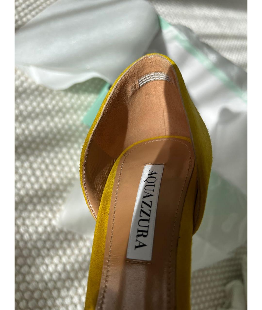 AQUAZZURA Горчичные замшевые туфли, фото 7