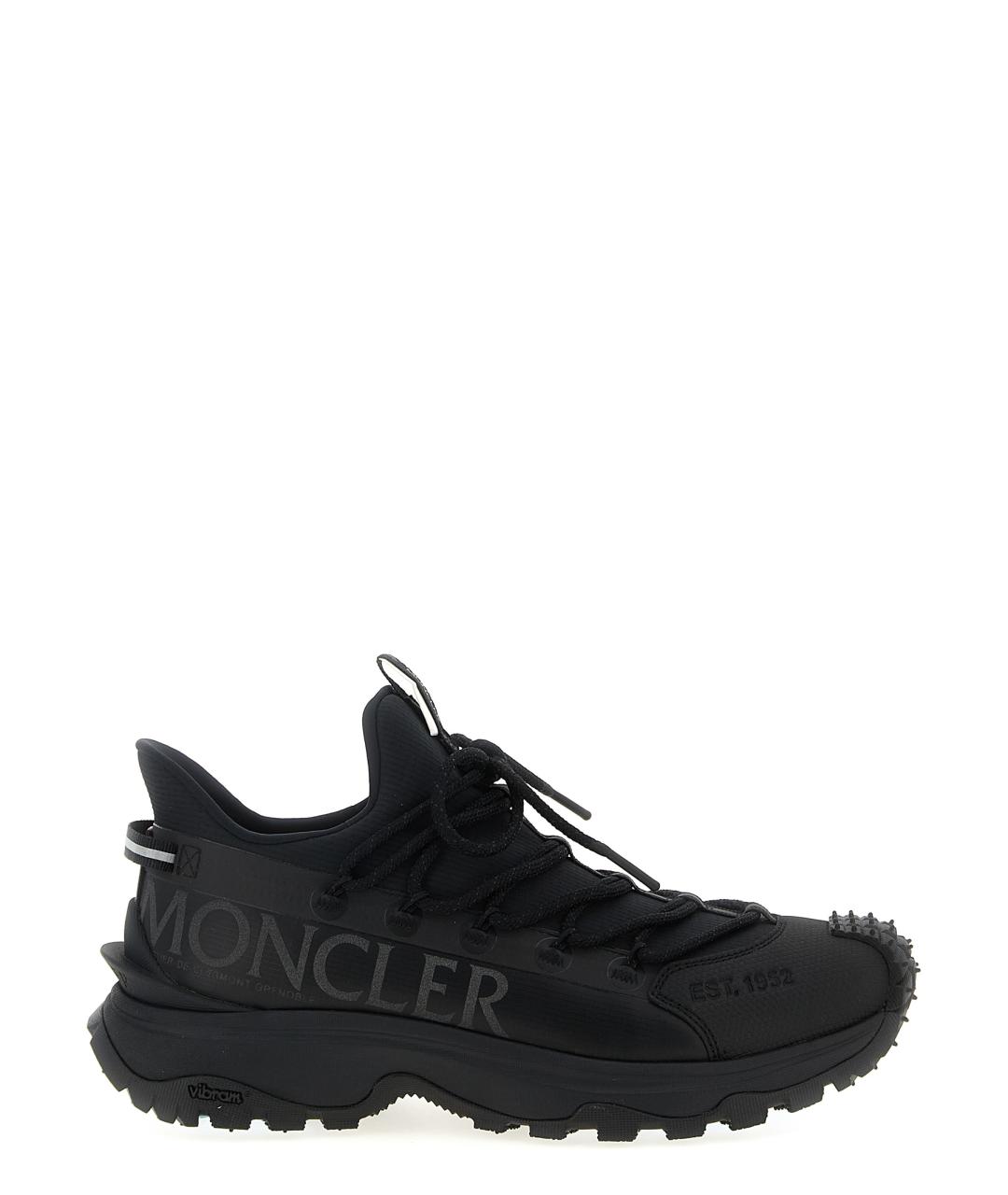 MONCLER Черные синтетические низкие кроссовки / кеды, фото 1