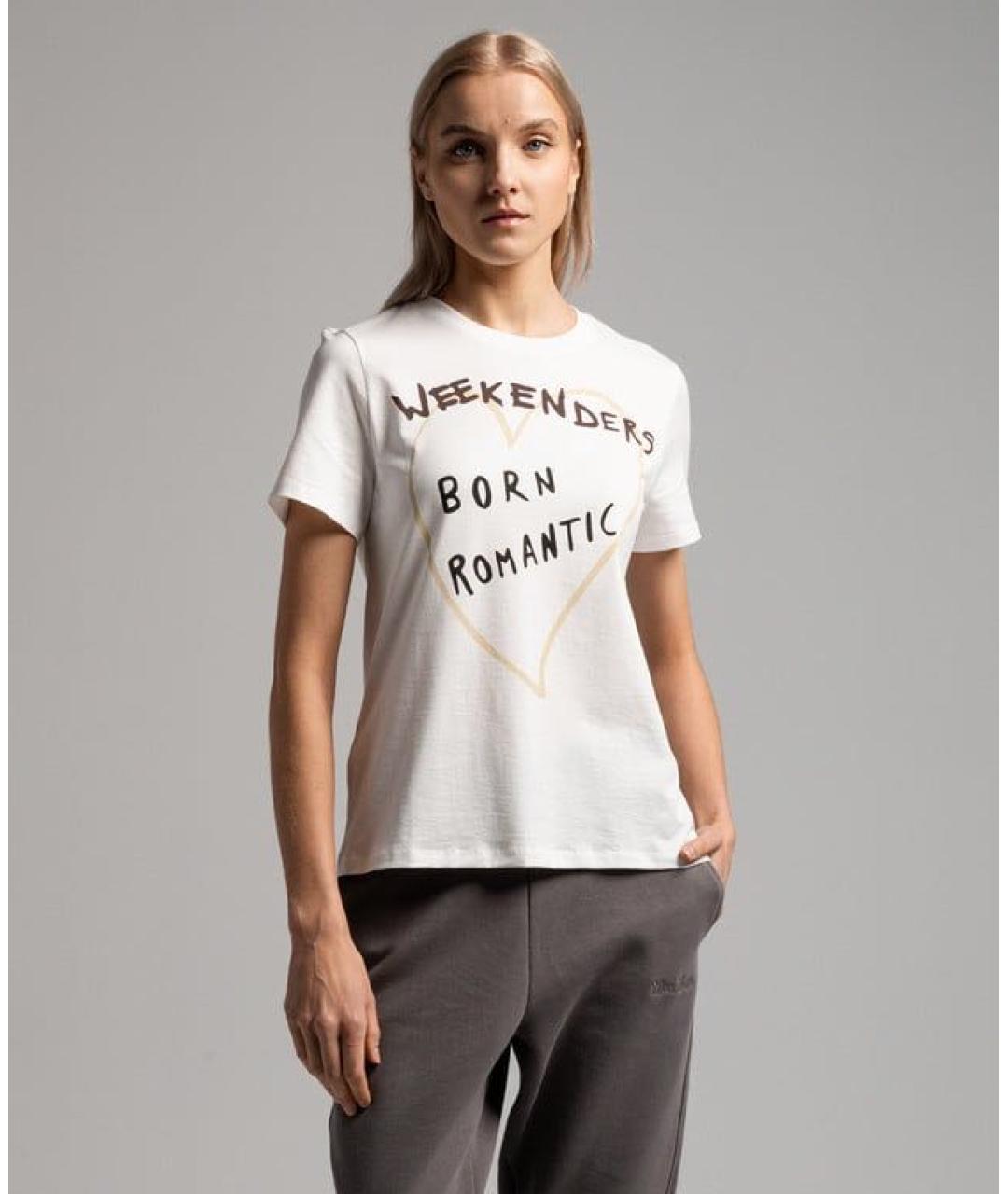 WEEKEND MAX MARA Белая хлопковая футболка, фото 4