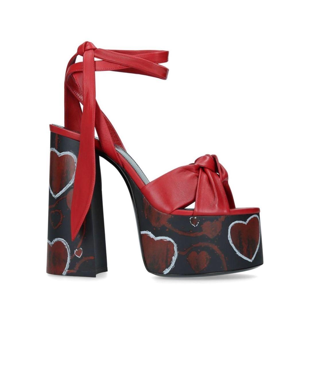 SAINT LAURENT Красные кожаные босоножки, фото 9