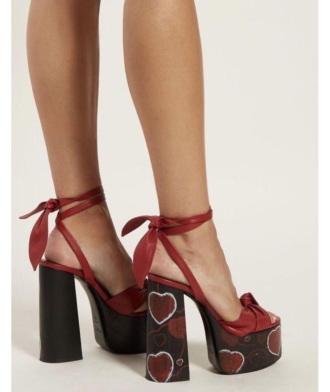 SAINT LAURENT Красные кожаные босоножки, фото 8