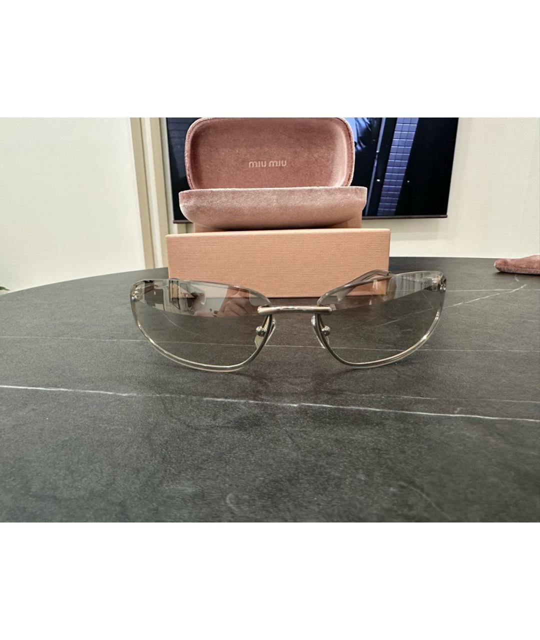 MIU MIU Серебряные металлические солнцезащитные очки, фото 5