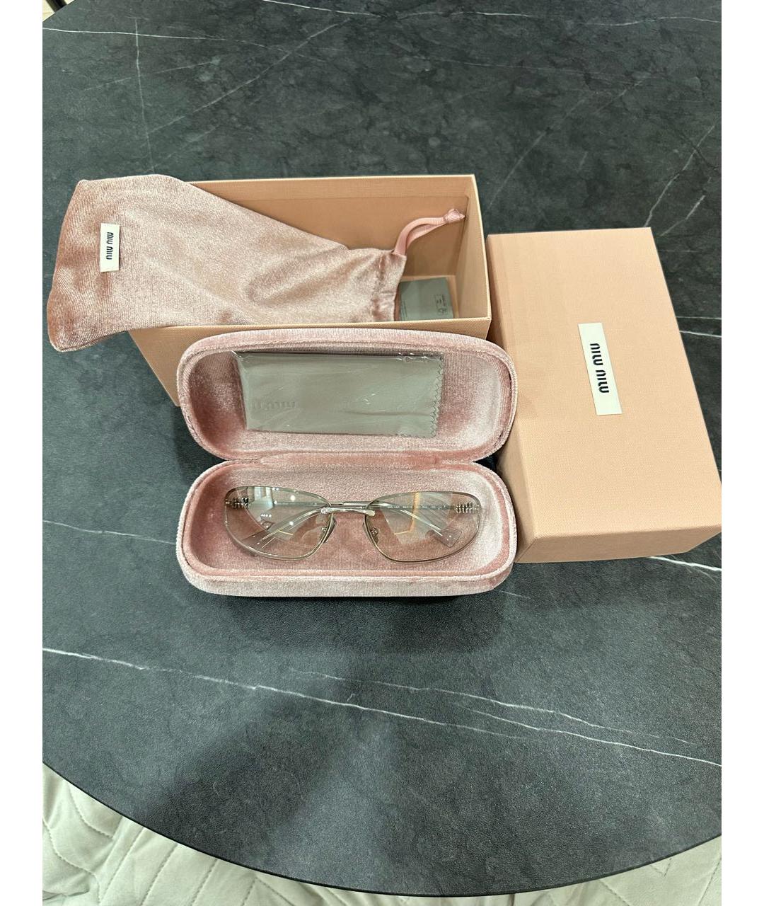 MIU MIU Серебряные металлические солнцезащитные очки, фото 4