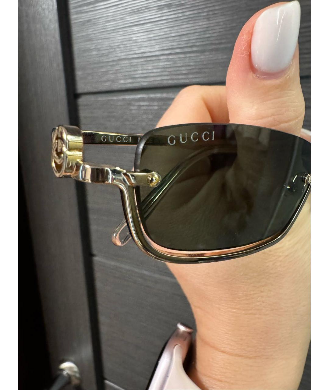 GUCCI Зеленые металлические солнцезащитные очки, фото 3