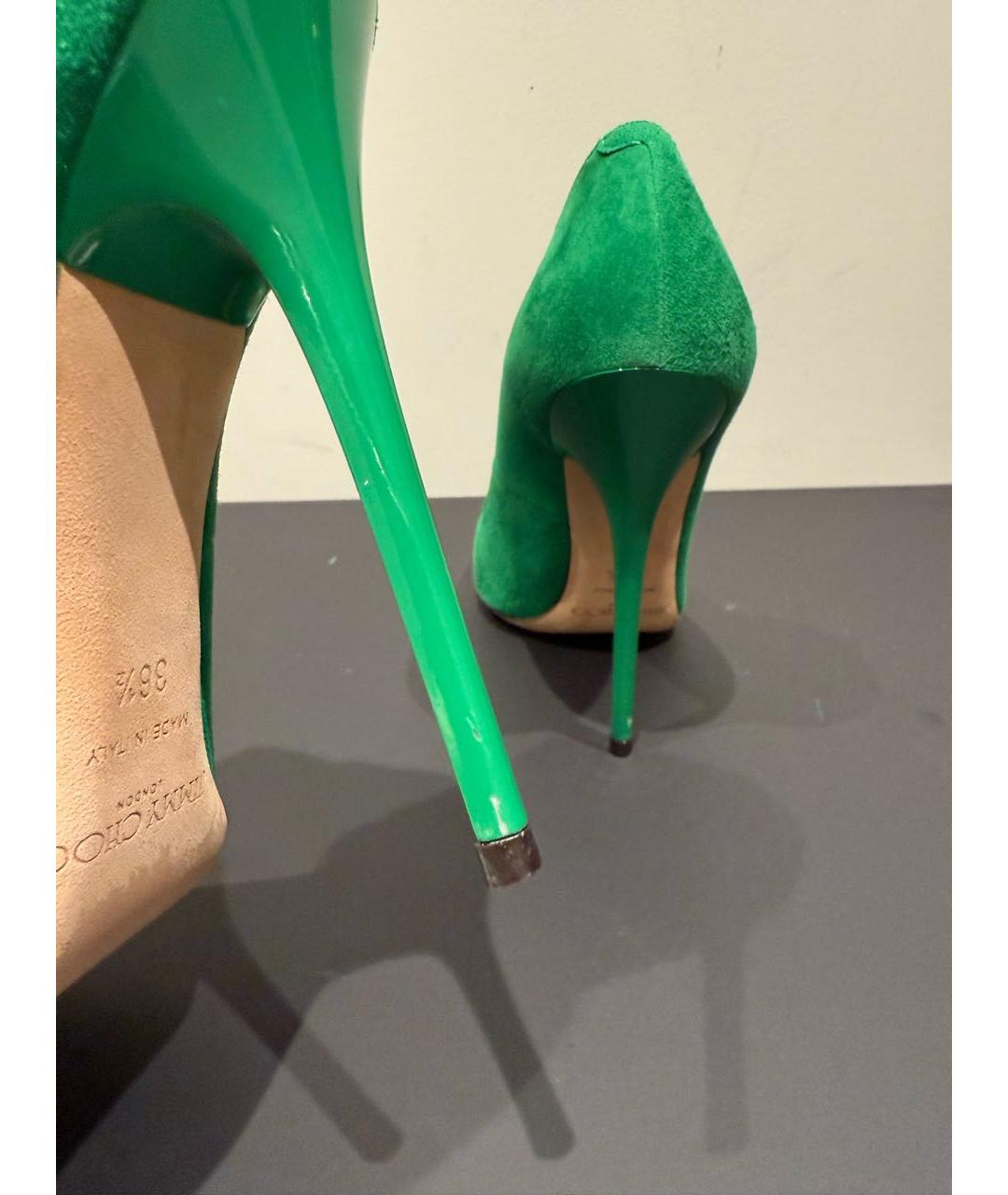 JIMMY CHOO Зеленые замшевые туфли, фото 6