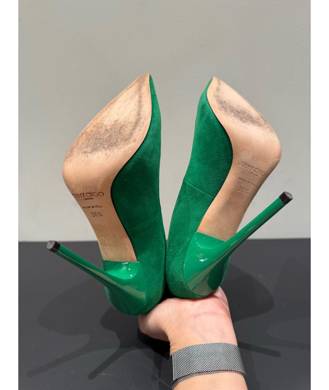 JIMMY CHOO Зеленые замшевые туфли, фото 5
