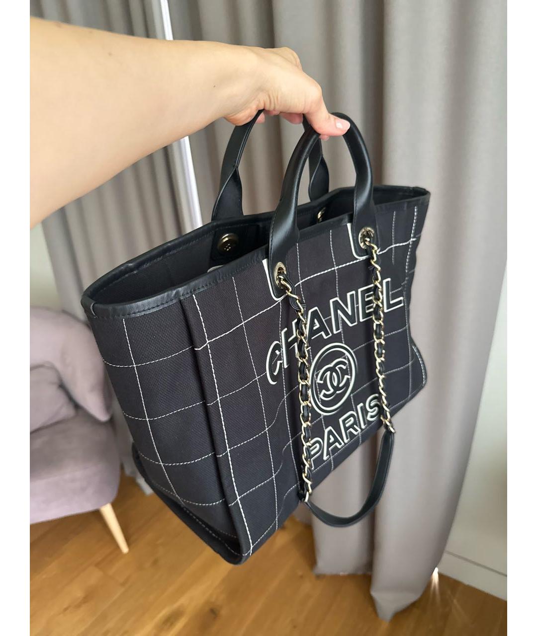 CHANEL Черная тканевая сумка тоут, фото 2