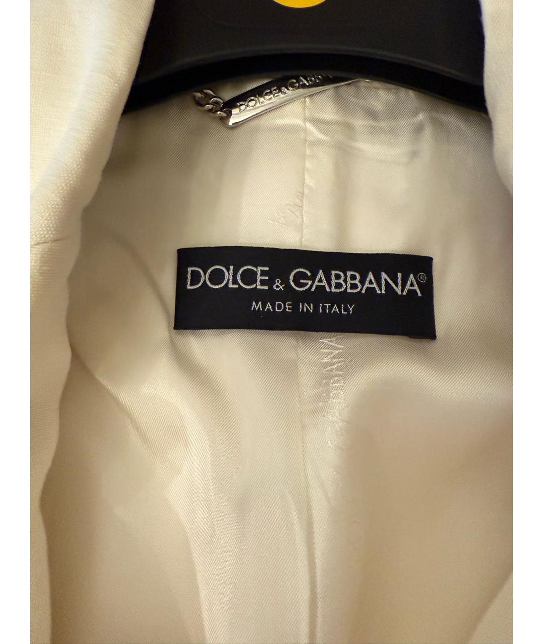 DOLCE&GABBANA Белый льняной жакет/пиджак, фото 3
